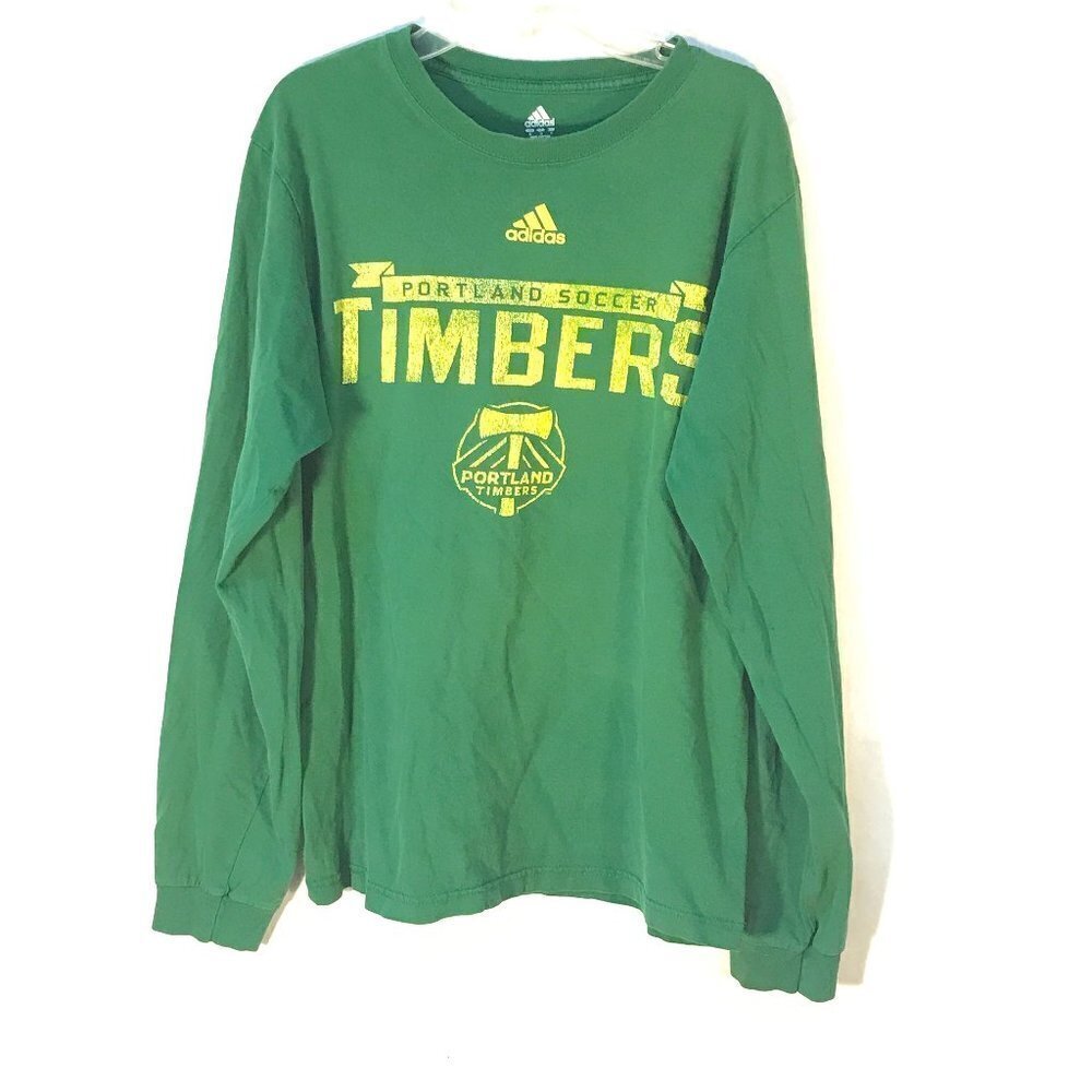 Adidas Long Sleeve Soccer Green Activewear Athletic Workout Tee T Shirt
